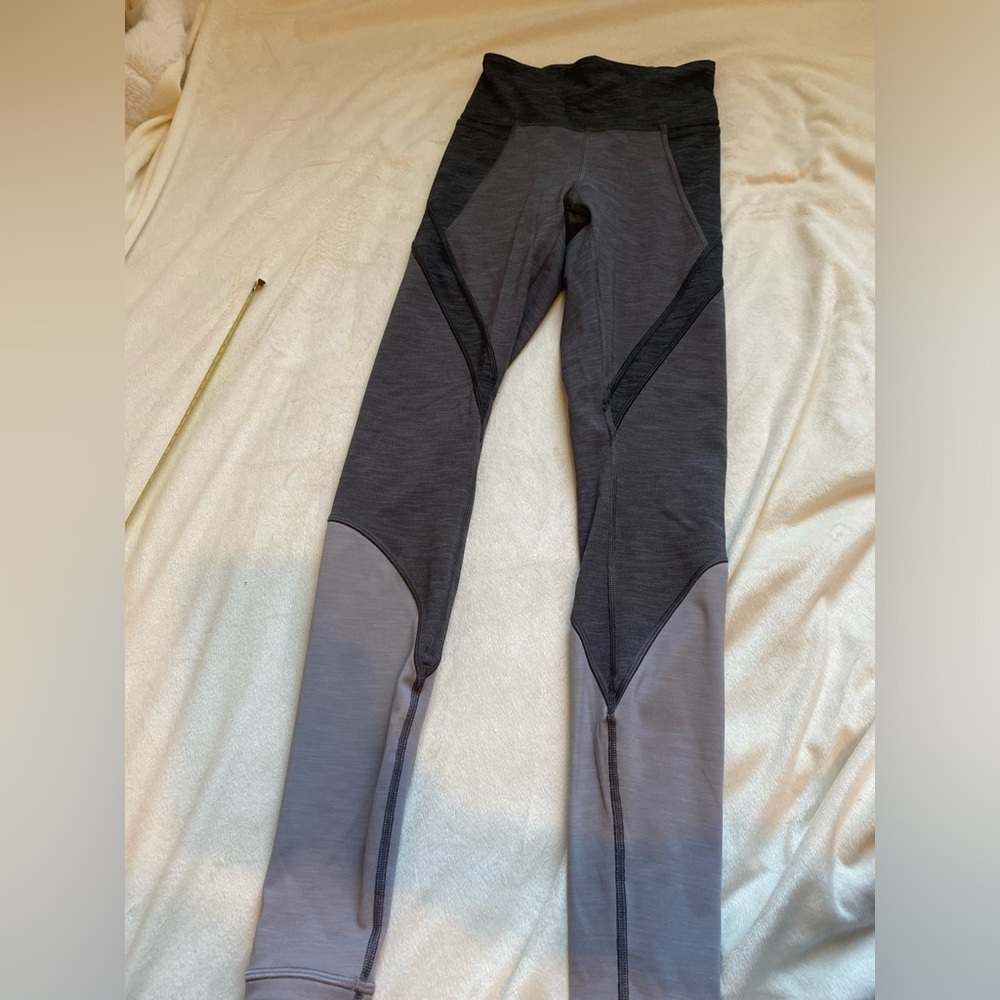 Grey Lululemon Color-Block Leggings Size 2 - image 1